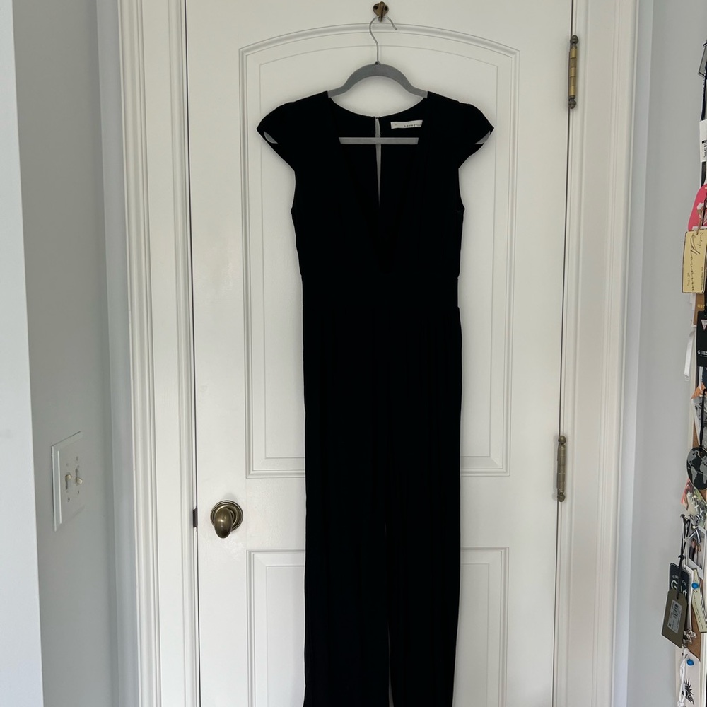 Deep V Black Jumpsuit
